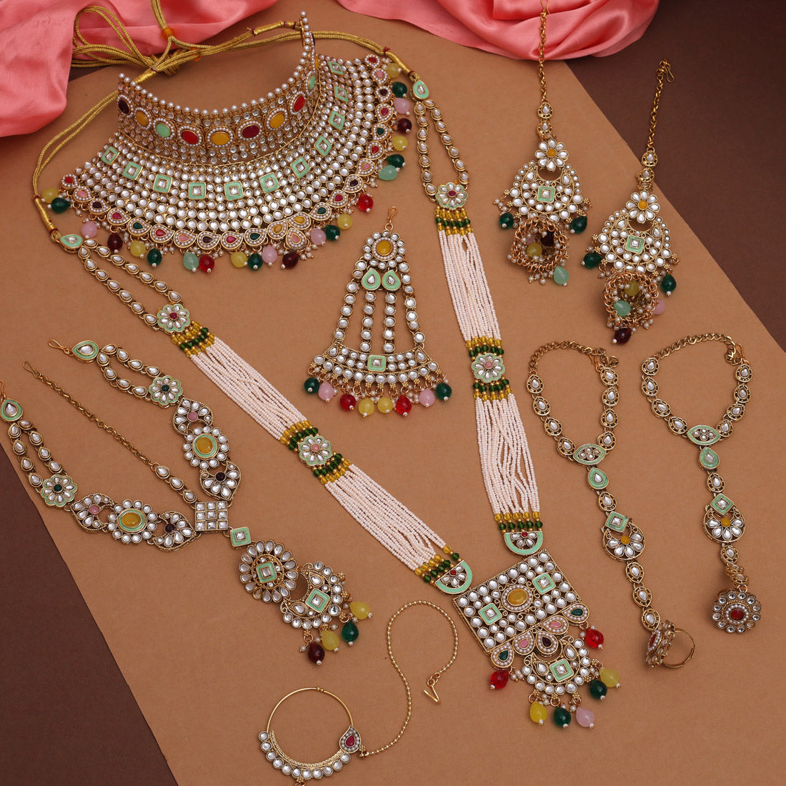 Multi Color Kundan Dulhan Set (BDL252MLT) - Preyans.com