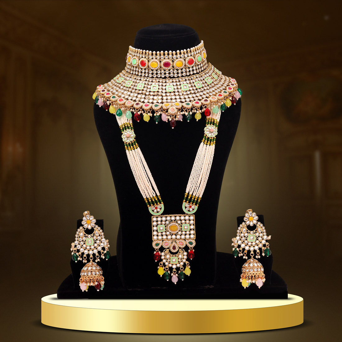 Multi Color Kundan Dulhan Set (BDL252MLT) - Preyans.com