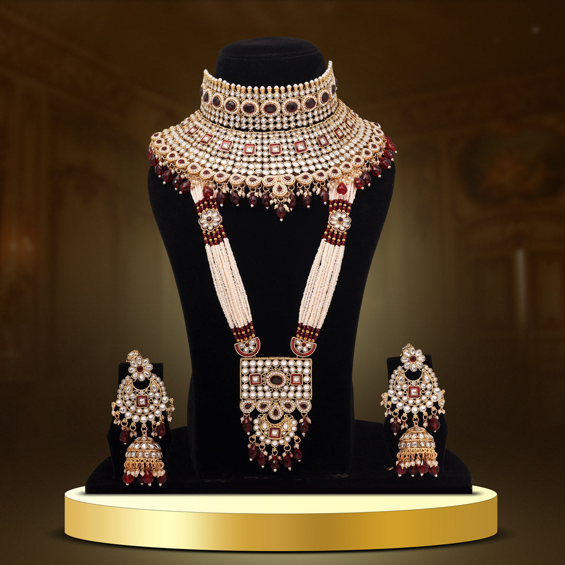 Maroon Color Kundan Dulhan Set (BDL252MRN) - Preyans.com