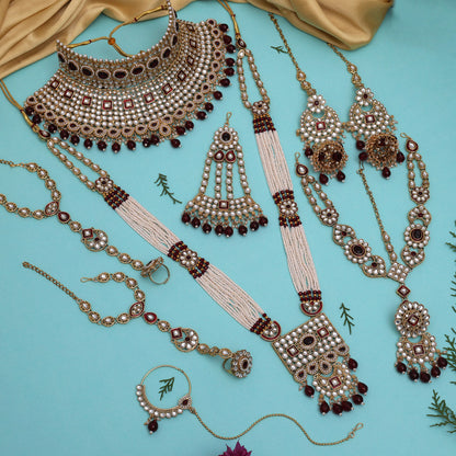 Maroon Color Kundan Dulhan Set (BDL252MRN) - Preyans.com