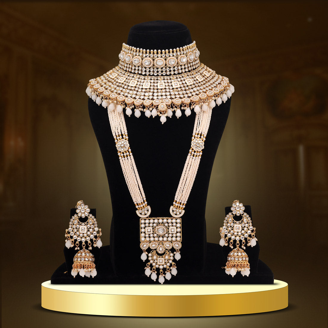 White Color Kundan Dulhan Set (BDL252WHT) - Preyans.com