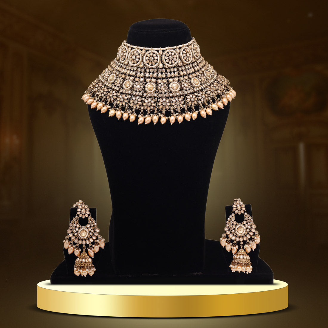 Gold Color Kundan Dulhan Set (BDL253GLD) - Preyans.com