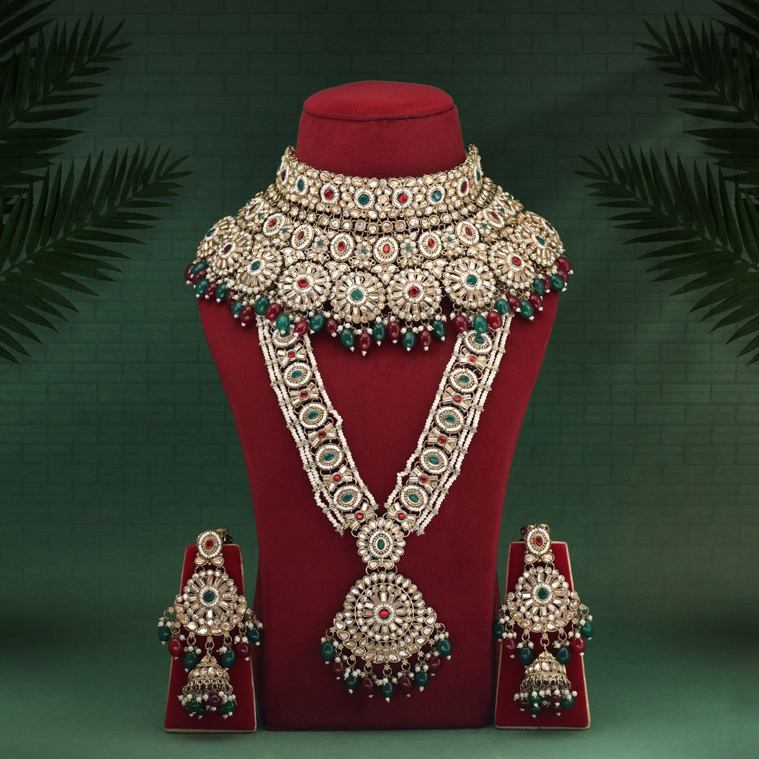 Maroon & Green Color Kundan Dulhan Set (BDL254MG) - Preyans.com