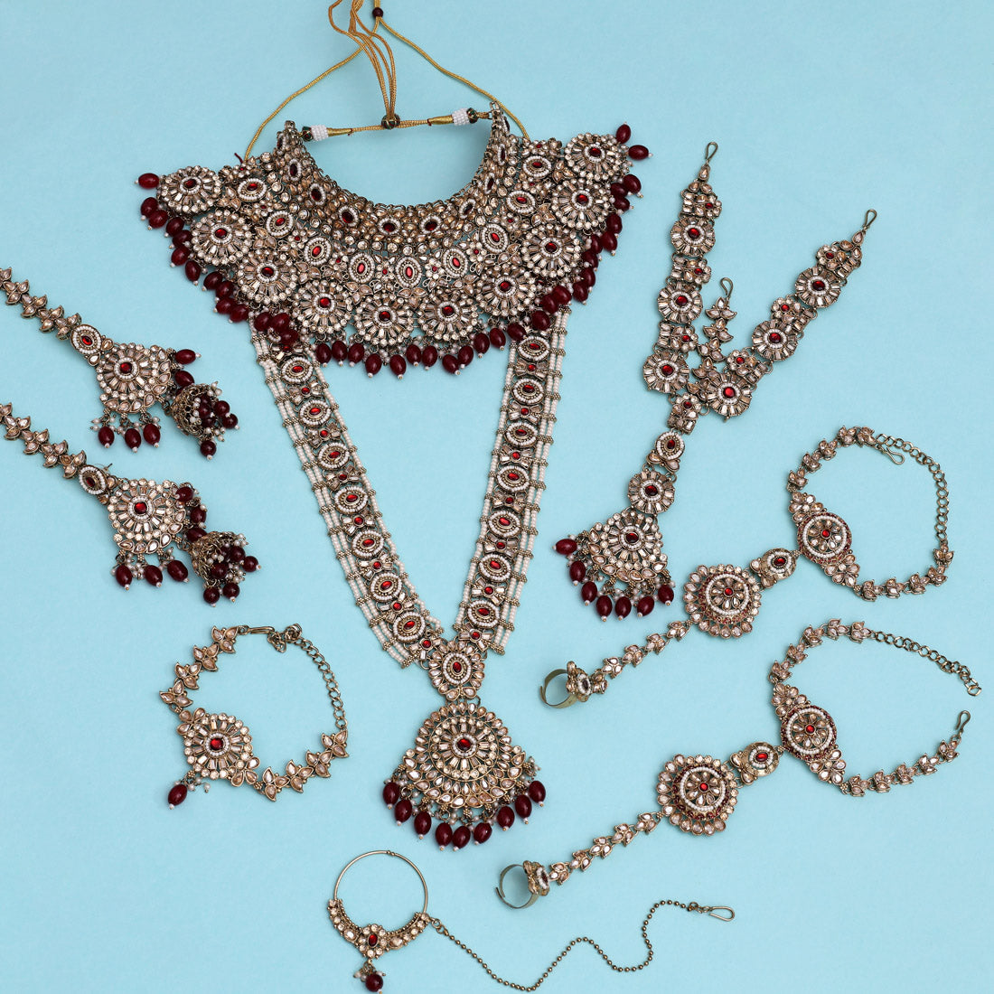 Maroon Color Kundan Dulhan Set (BDL254MRN) - Preyans.com