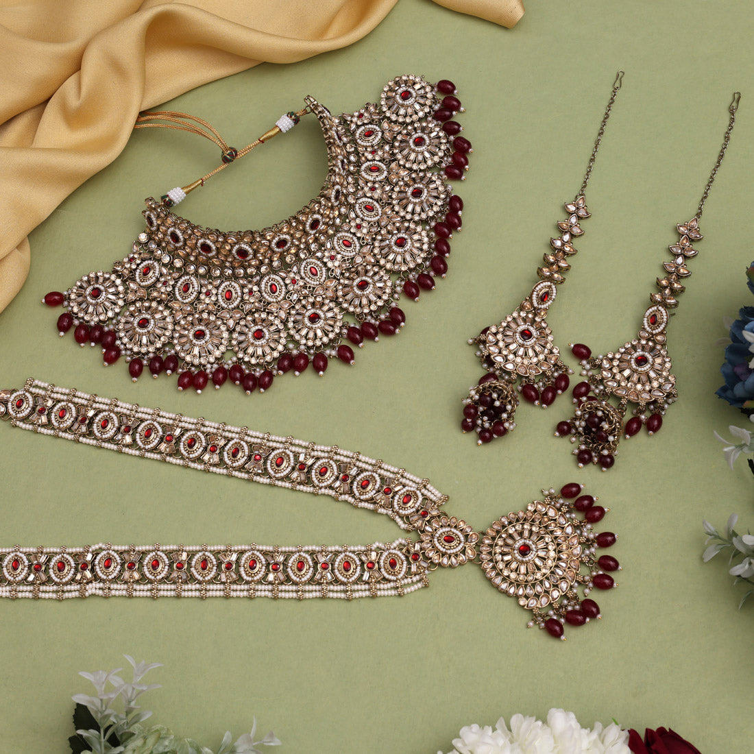 Maroon Color Kundan Dulhan Set (BDL254MRN) - Preyans.com