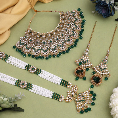 Green Color Kundan Dulhan Set (BDL256GRN) - Preyans.com