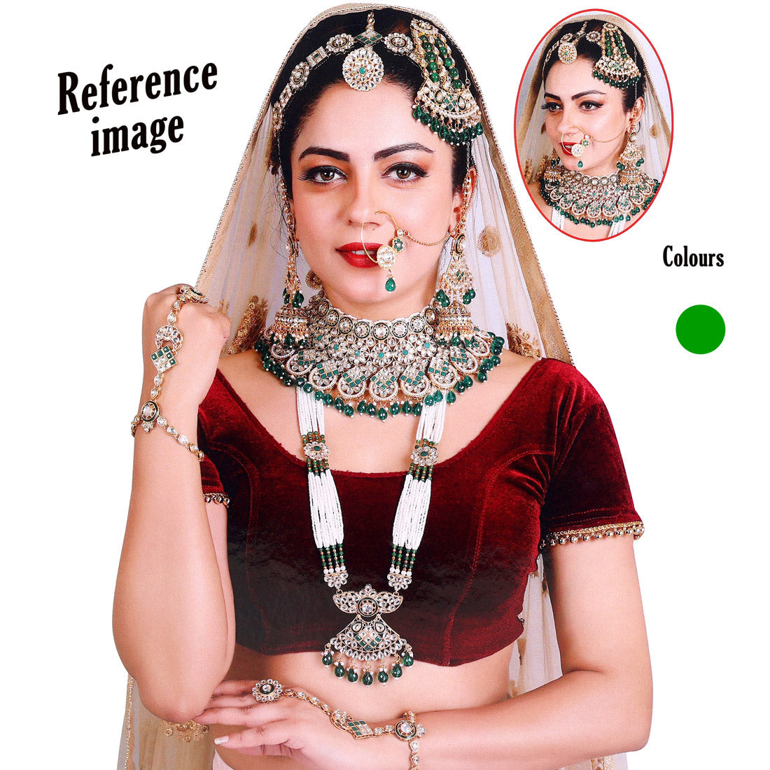 Green Color Kundan Dulhan Set (BDL256GRN) - Preyans.com