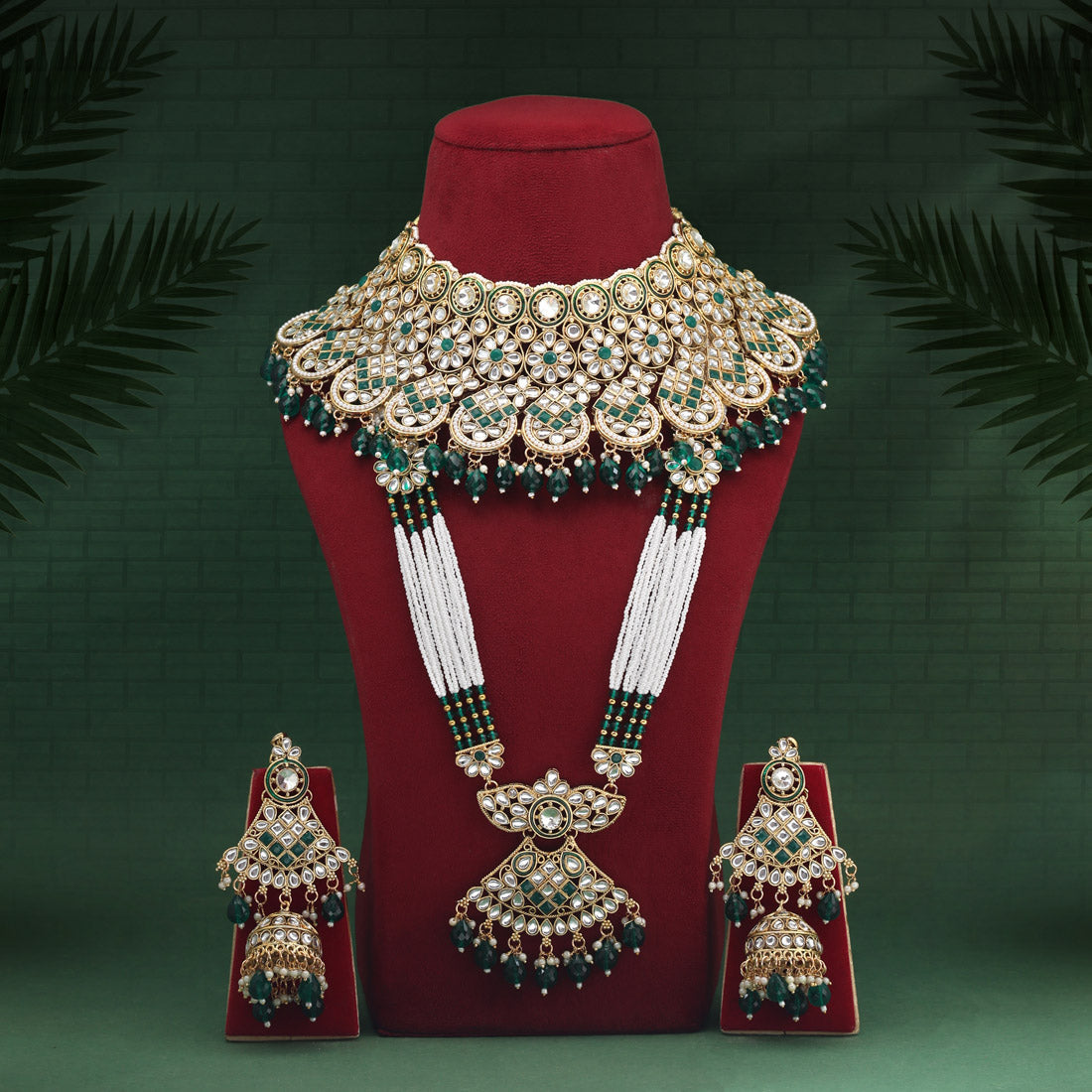 Green Color Kundan Dulhan Set (BDL256GRN) - Preyans.com