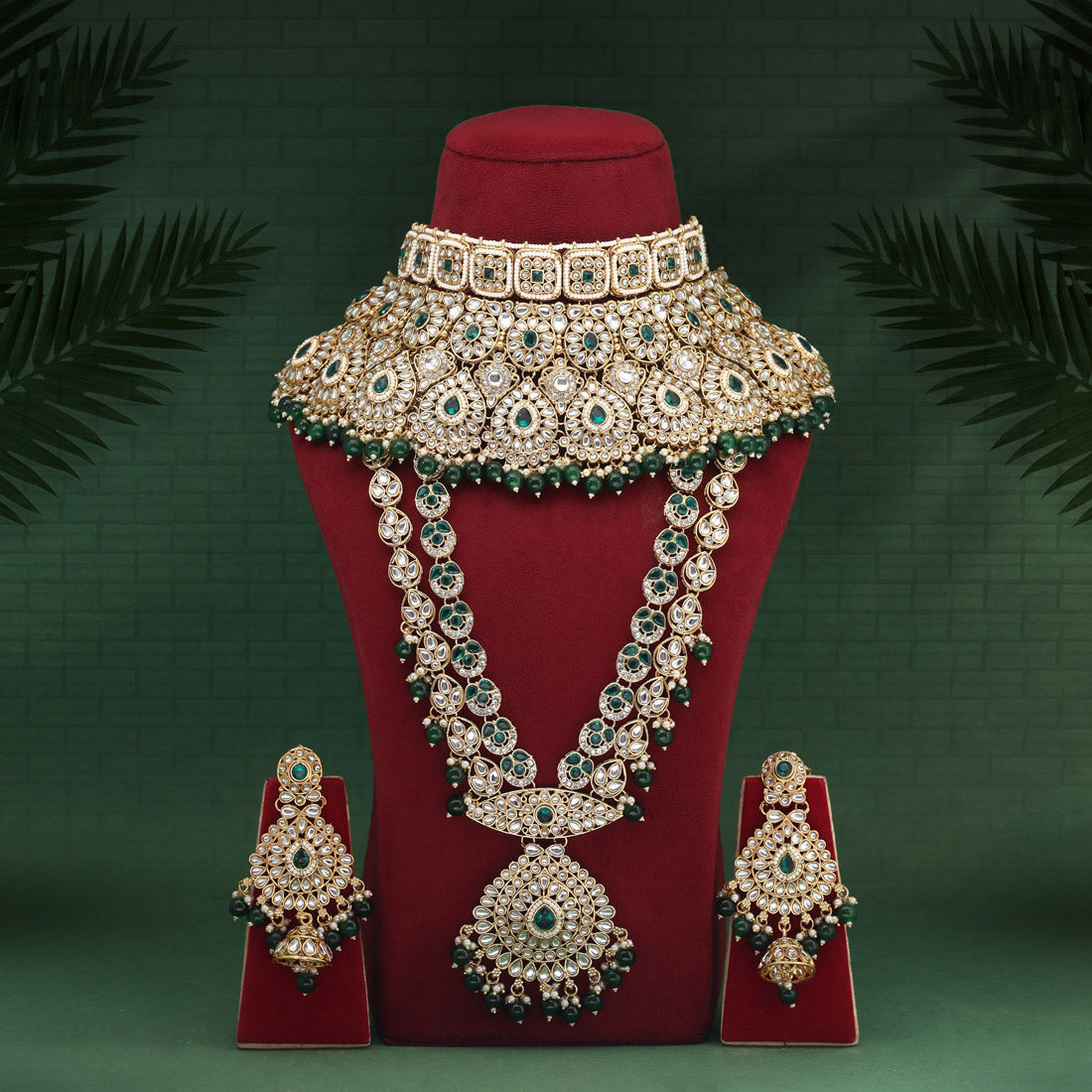 Green Color Kundan Dulhan Set (BDL257GRN) - Preyans.com