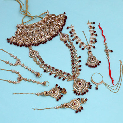 Maroon Color Kundan Dulhan Set (BDL257MRN) - Preyans.com