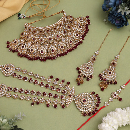 Maroon Color Kundan Dulhan Set (BDL257MRN) - Preyans.com