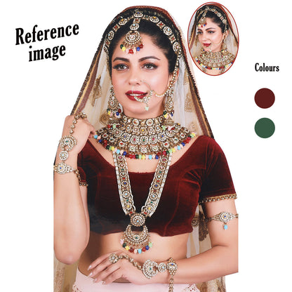 Maroon & Green Color Kundan Dulhan Set (BDL258MG) - Preyans.com