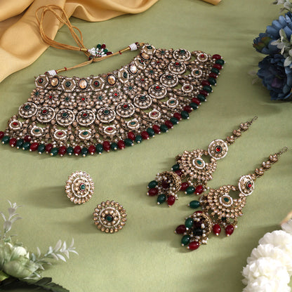 Maroon & Green Color Kundan Dulhan Set (BDL259MG) - Preyans.com