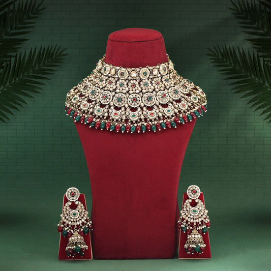 Maroon & Green Color Kundan Dulhan Set (BDL259MG) - Preyans.com