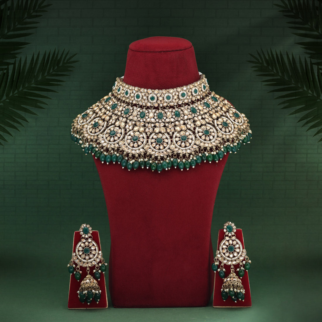 Green Color Kundan Dulhan Set (BDL260GRN) - Preyans.com