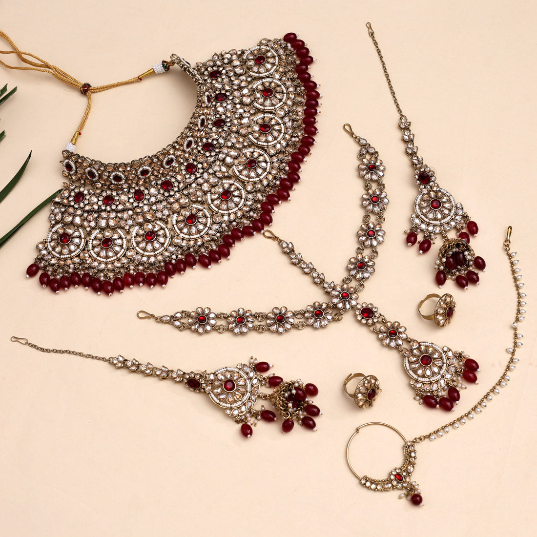 Maroon Color Kundan Dulhan Set (BDL260MRN) - Preyans.com