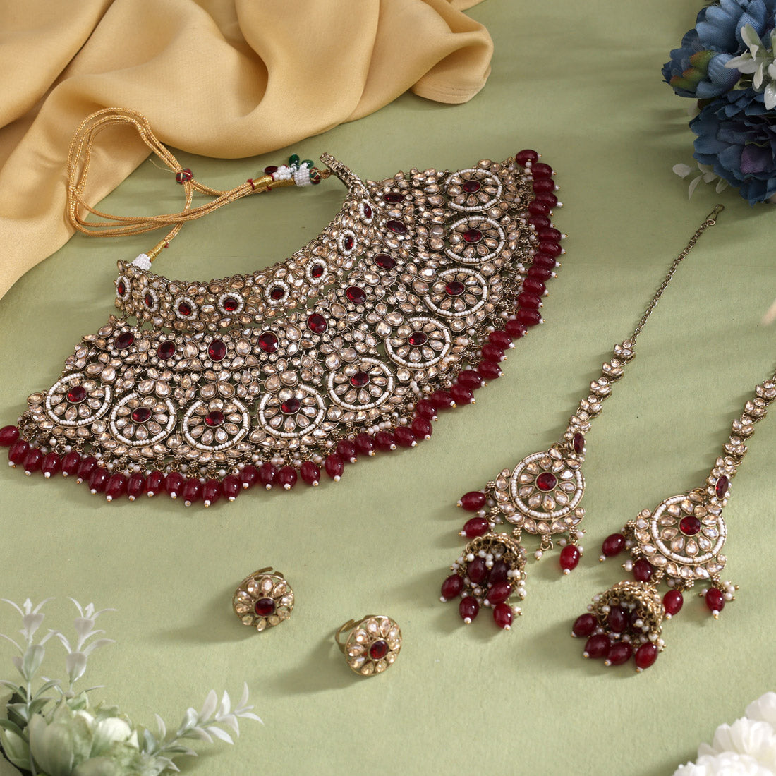 Maroon Color Kundan Dulhan Set (BDL260MRN) - Preyans.com