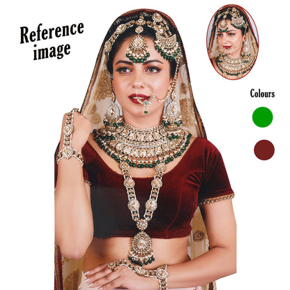 Maroon & Green Color Kundan Dulhan Set (BDL261MG) - Preyans.com