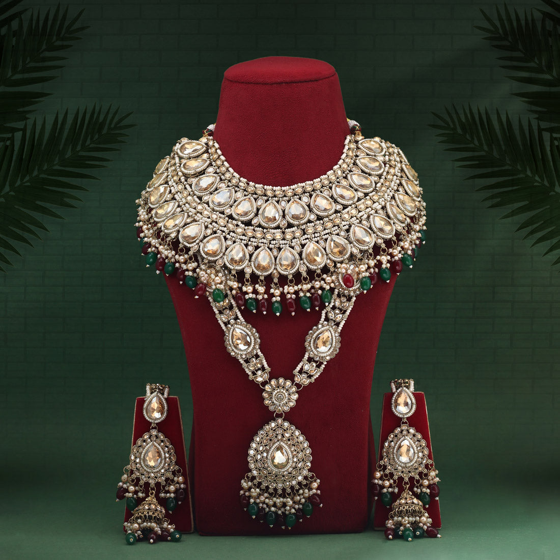 Maroon & Green Color Kundan Dulhan Set (BDL261MG) - Preyans.com