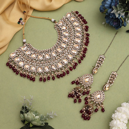 Maroon Color Kundan Dulhan Set (BDL261MRN) - Preyans.com