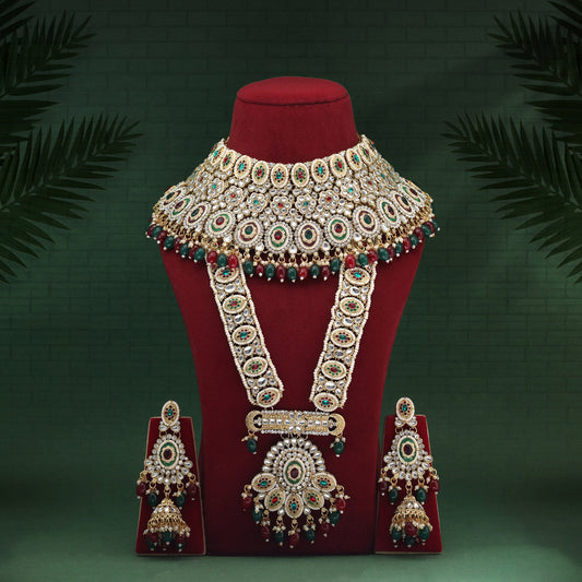 Maroon & Green Color Kundan Dulhan Set (BDL262MG) - Preyans.com