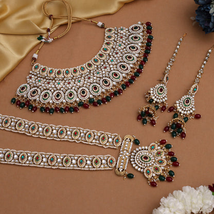 Maroon & Green Color Kundan Dulhan Set (BDL262MG) - Preyans.com