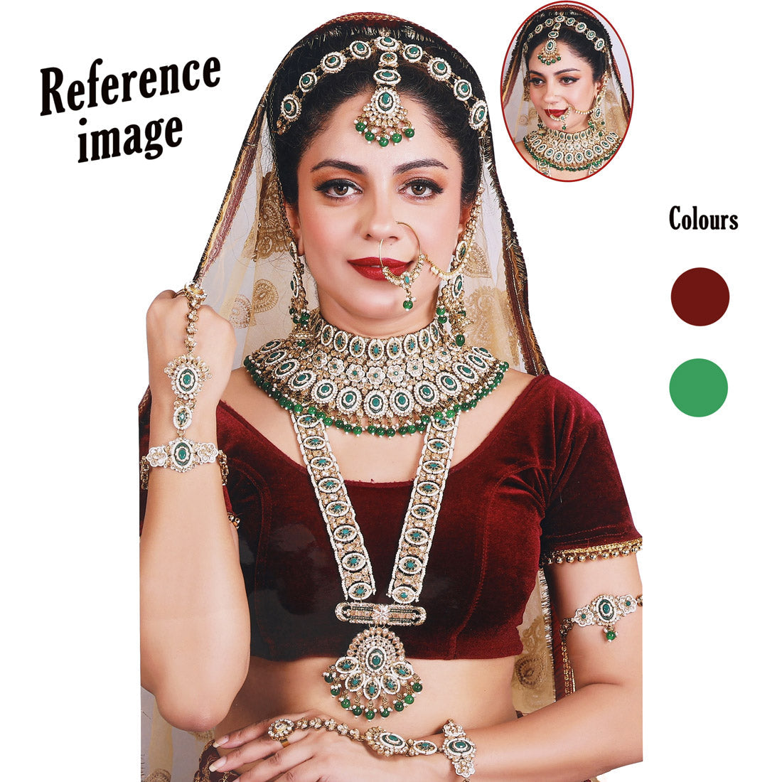 Maroon & Green Color Kundan Dulhan Set (BDL262MG) - Preyans.com