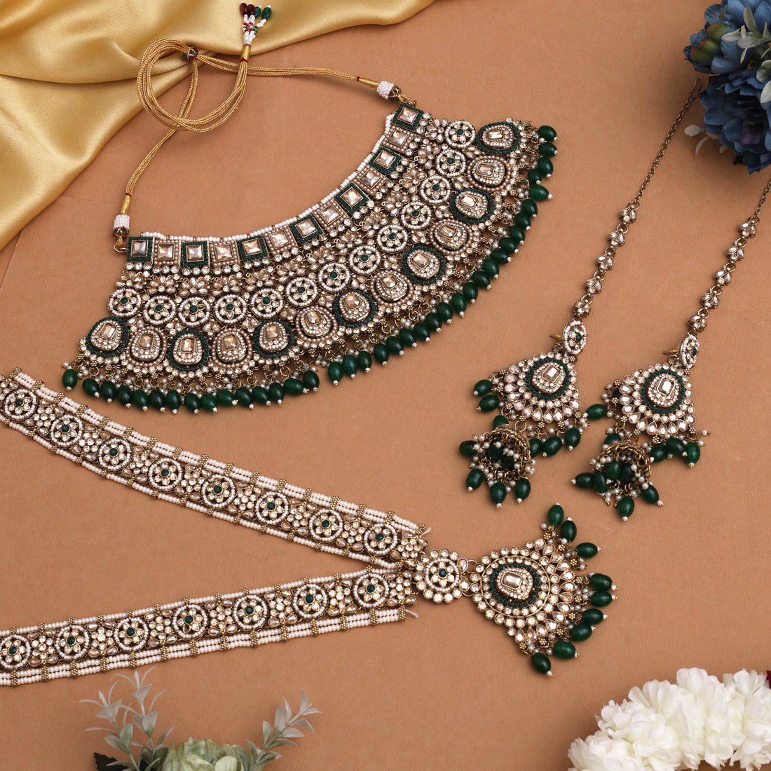 Green Color Kundan Dulhan Set (BDL263GRN) - Preyans.com