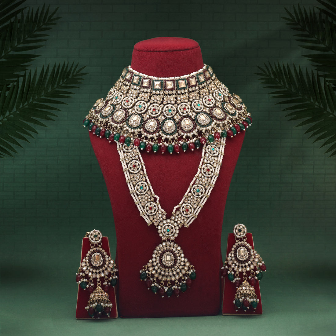 Maroon & Green Color Kundan Dulhan Set (BDL263MG) - Preyans.com