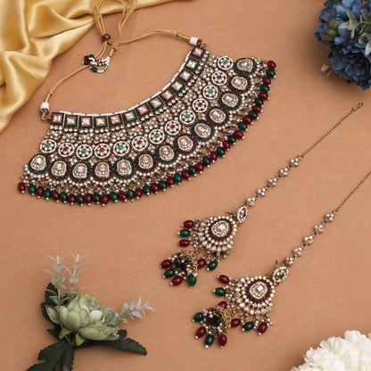 Maroon & Green Color Kundan Dulhan Set (BDL263MG) - Preyans.com