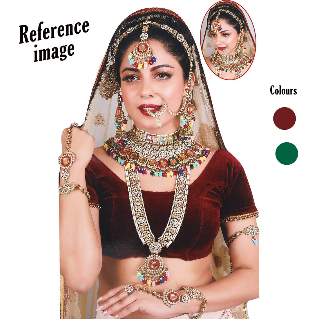 Maroon & Green Color Kundan Dulhan Set (BDL263MG) - Preyans.com