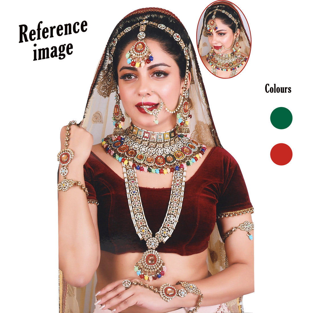 Rani & Green Color Kundan Dulhan Set (BDL263RNIGRN) - Preyans.com