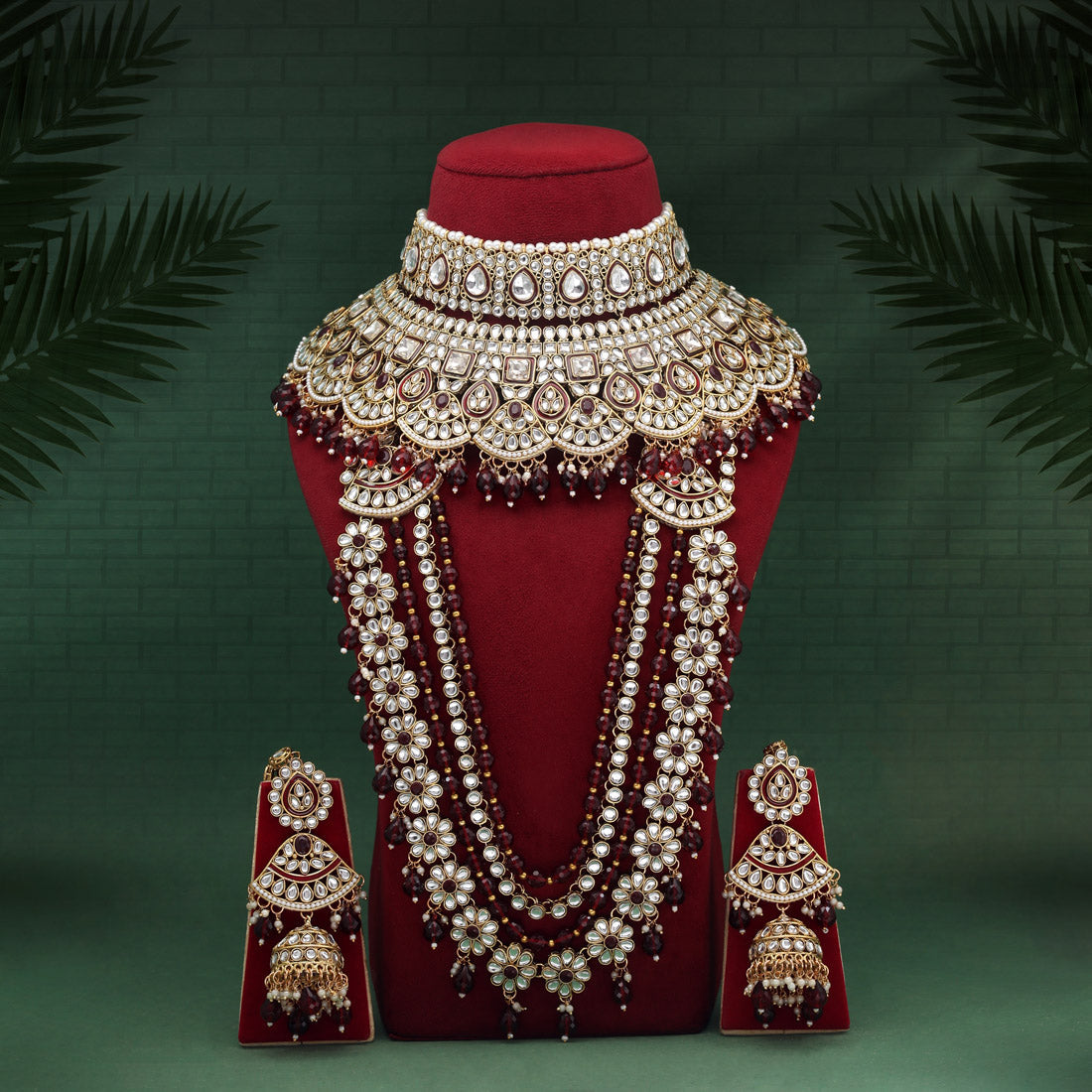 Maroon Color Meena Work Kundan Dulhan Set (BDL266MRN) - Preyans.com