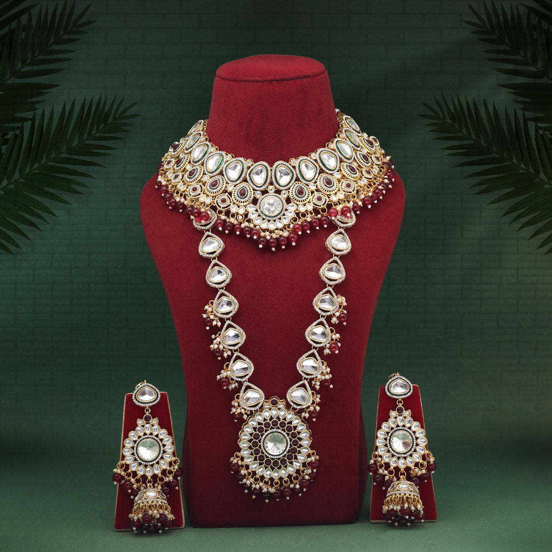 Maroon Color Meena Work Kundan Dulhan Set (BDL267MRN) - Preyans.com