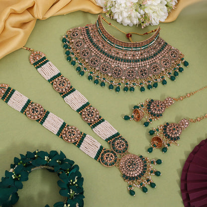 Green Color Kundan Dulhan Set (BDL268GRN) - Preyans.com