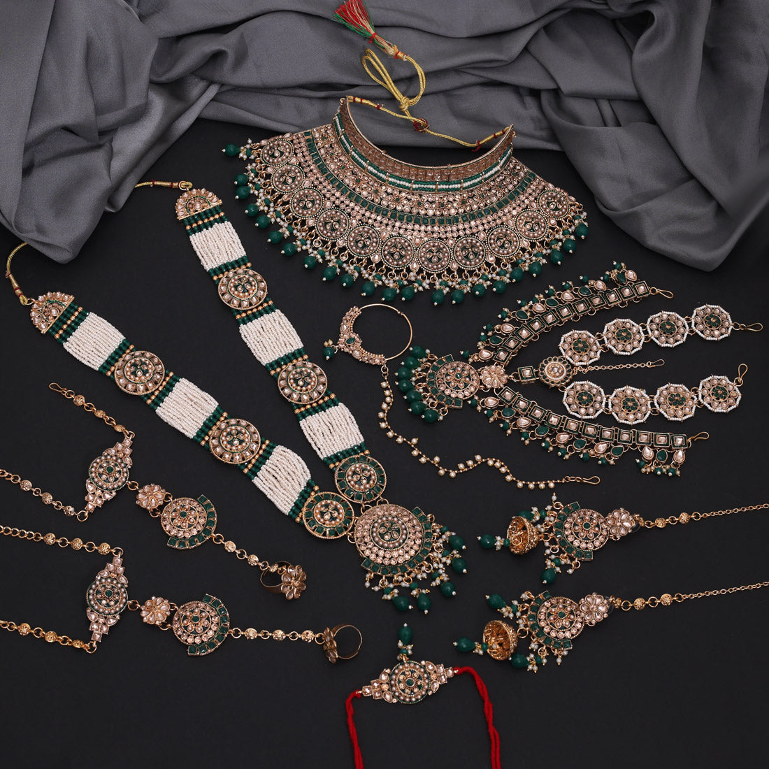 Green Color Kundan Dulhan Set (BDL268GRN) - Preyans.com