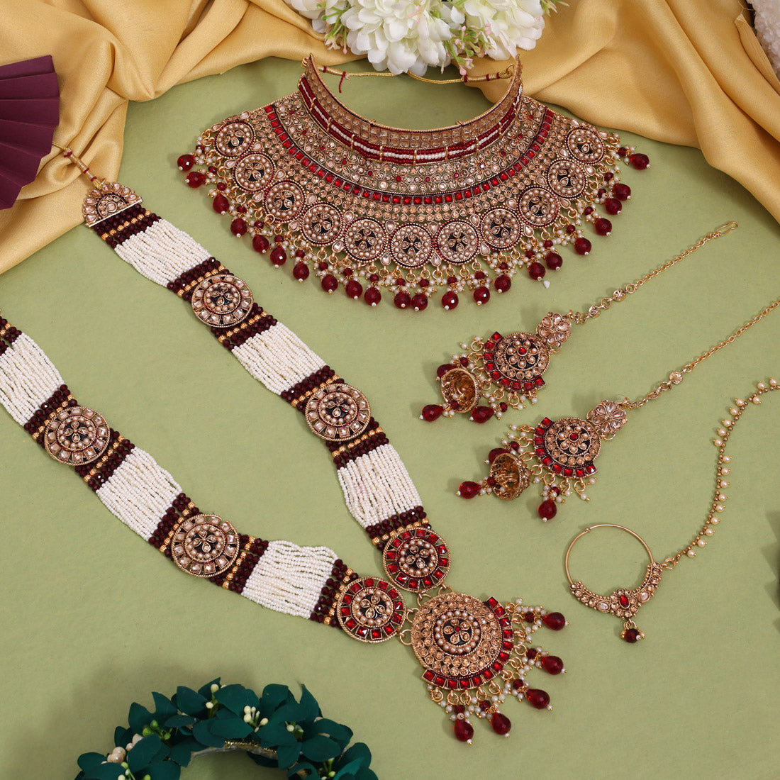 Maroon Color Kundan Dulhan Set (BDL268MRN) - Preyans.com