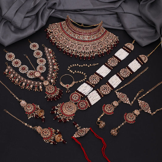 Maroon Color Kundan Dulhan Set (BDL268MRN) - Preyans.com