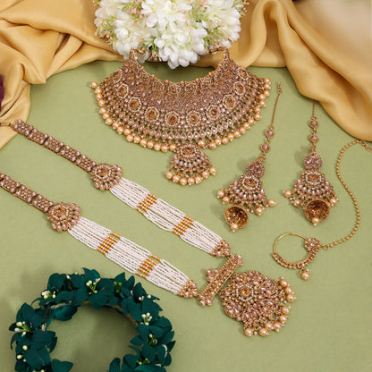 Gold Color Kundan Dulhan Set (BDL269GLD) - Preyans.com