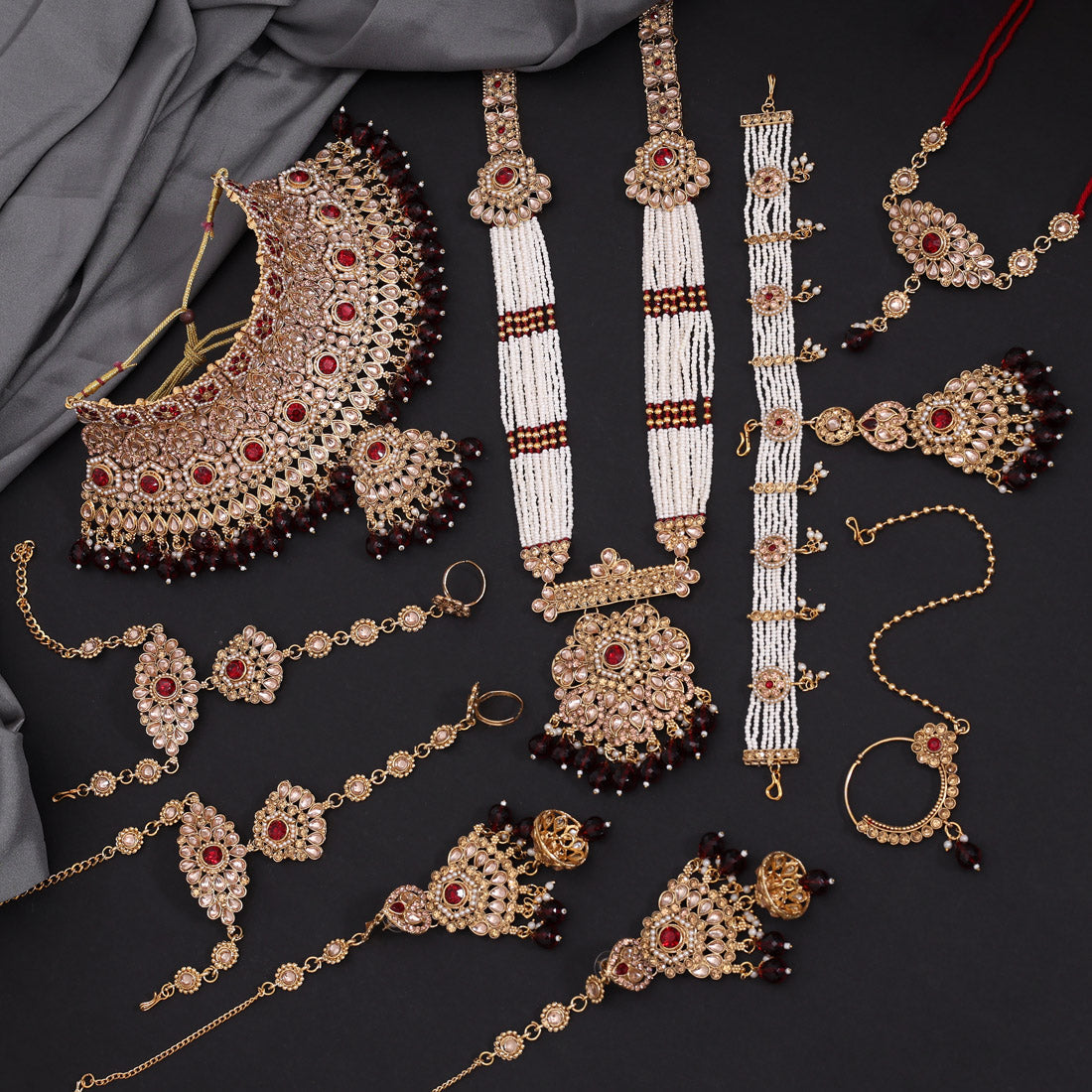 Maroon Color Kundan Dulhan Set (BDL269MRN) - Preyans.com