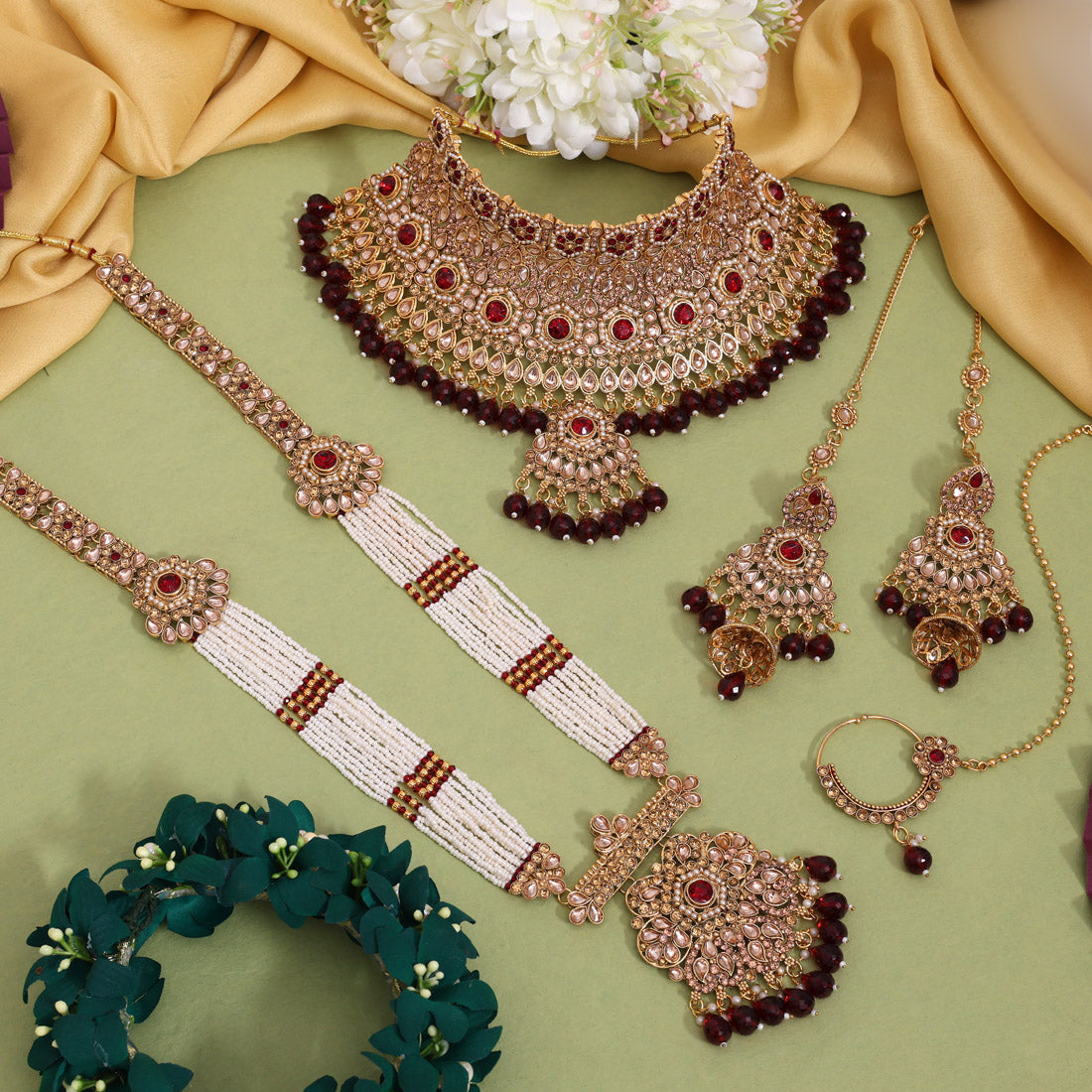 Maroon Color Kundan Dulhan Set (BDL269MRN) - Preyans.com