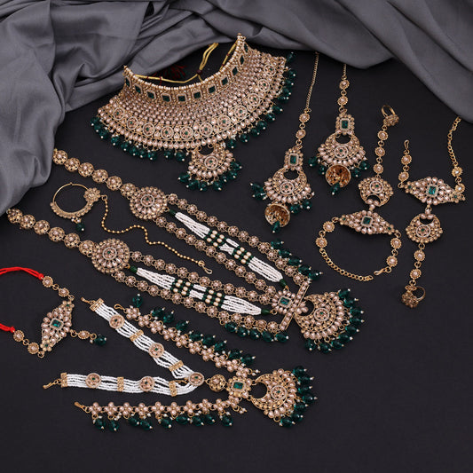 Green Color Kundan Dulhan Set (BDL270GRN) - Preyans.com