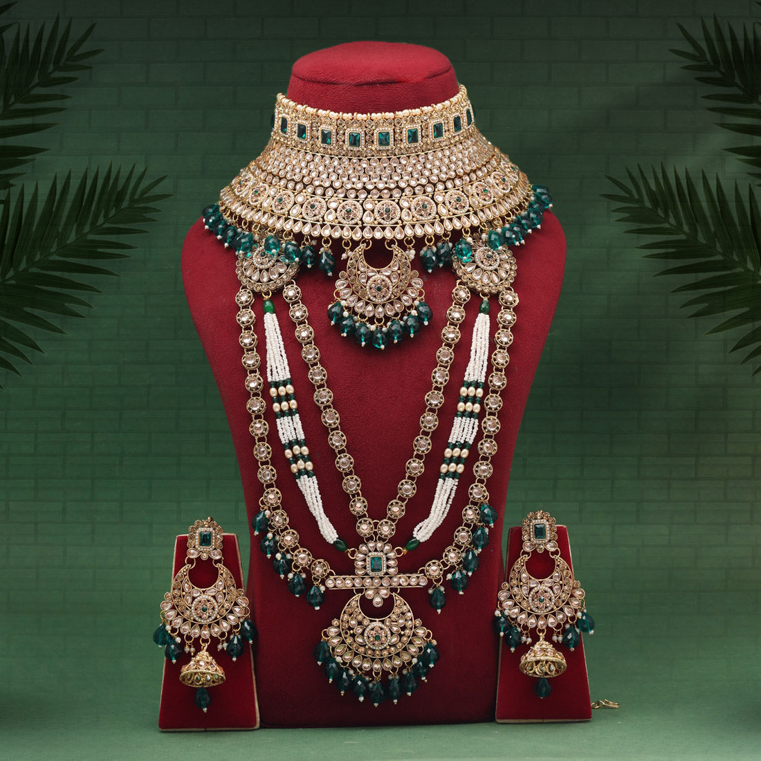 Green Color Kundan Dulhan Set (BDL270GRN) - Preyans.com