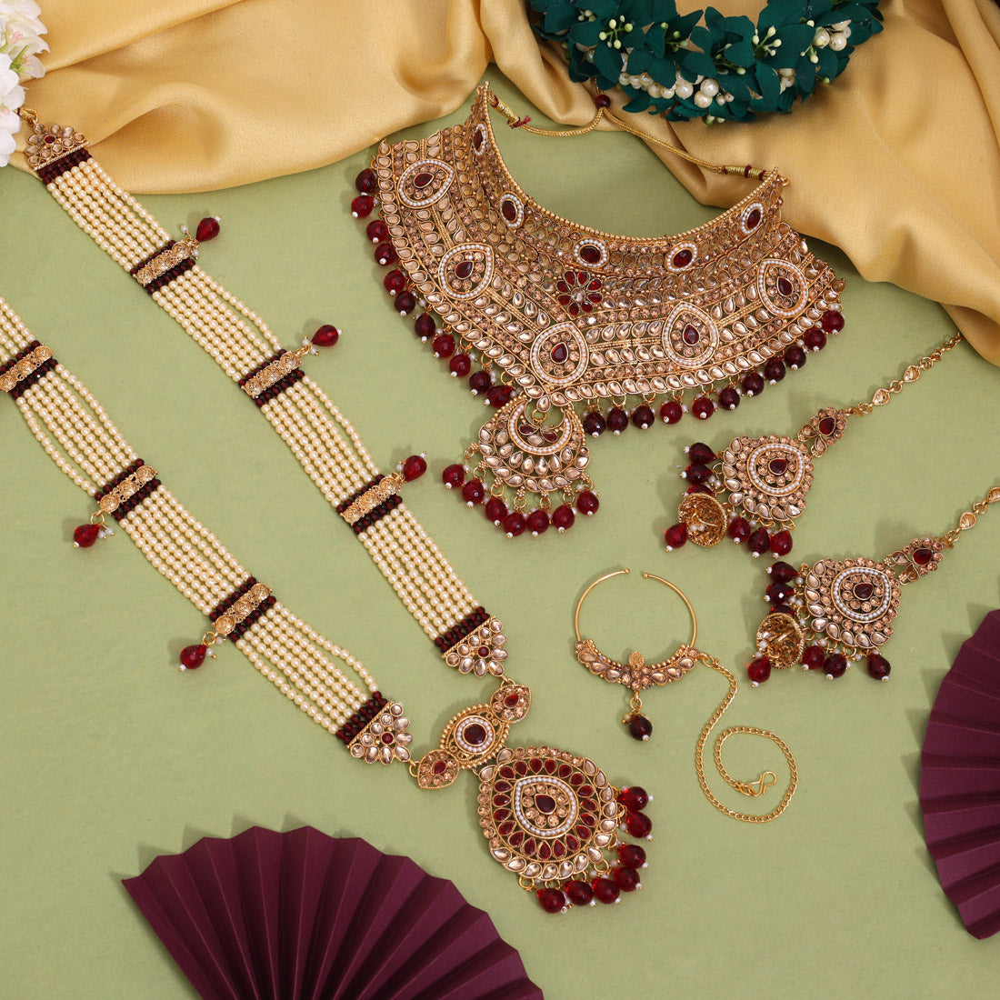 Maroon Color Kundan Dulhan Set (BDL271MRN) - Preyans.com