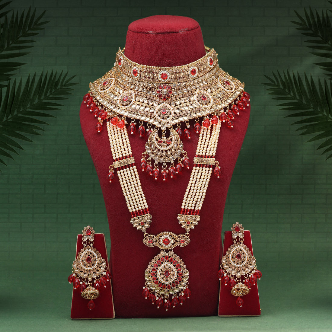 Red Color Kundan Dulhan Set (BDL271RED) - Preyans.com