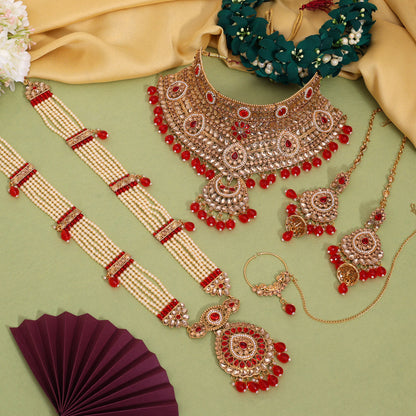 Red Color Kundan Dulhan Set (BDL271RED) - Preyans.com