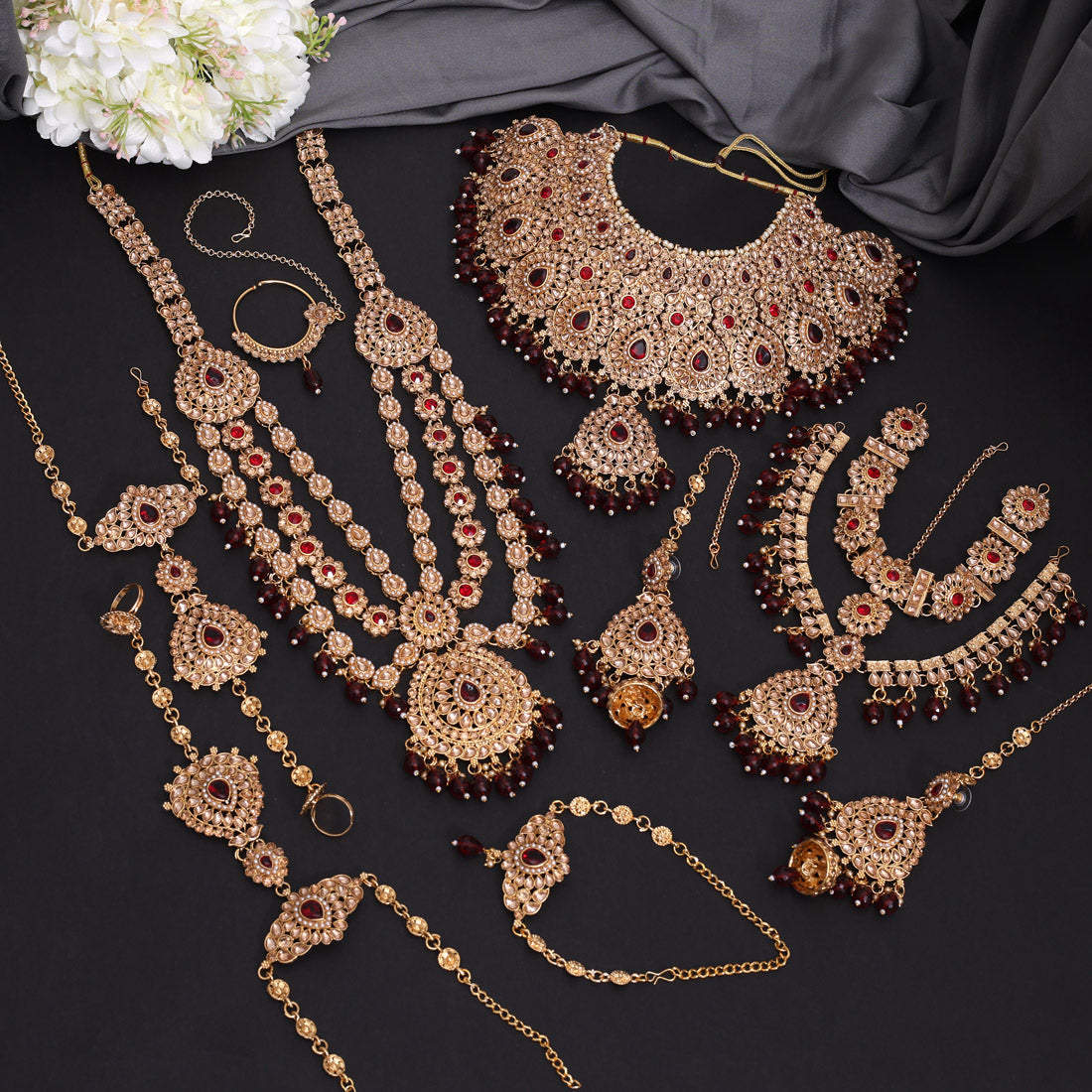 Maroon Color Kundan Dulhan Set (BDL273MRN) - Preyans.com