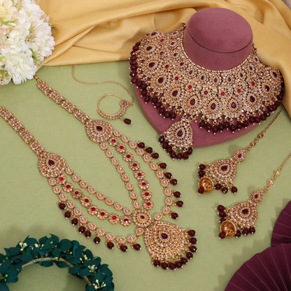 Maroon Color Kundan Dulhan Set (BDL273MRN) - Preyans.com