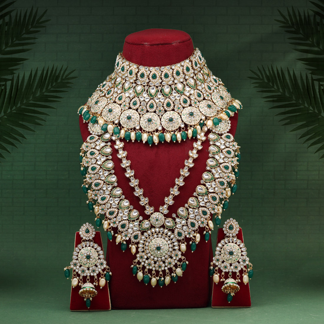 Green Color Meena Work Kundan Dulhan Set (BDL274GRN) - Preyans.com