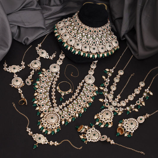 Green Color Meena Work Kundan Dulhan Set (BDL274GRN) - Preyans.com